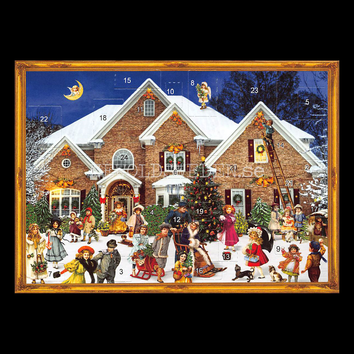 Adventskalenderkort VICTORIAN HOUSE Dubbel-kort med kuvert - 991