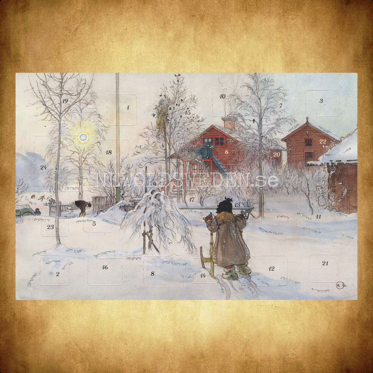 Adventskalenderkort GÅRDEN OCH BRYGGHUSET 1895 - Carl Larsson Dubbel-kort med kuvert - 990 - 3