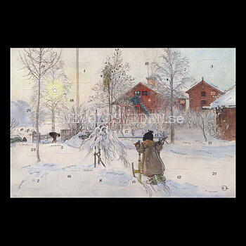 Adventskalenderkort GÅRDEN OCH BRYGGHUSET 1895 - Carl Larsson Dubbel-kort med kuvert - 990