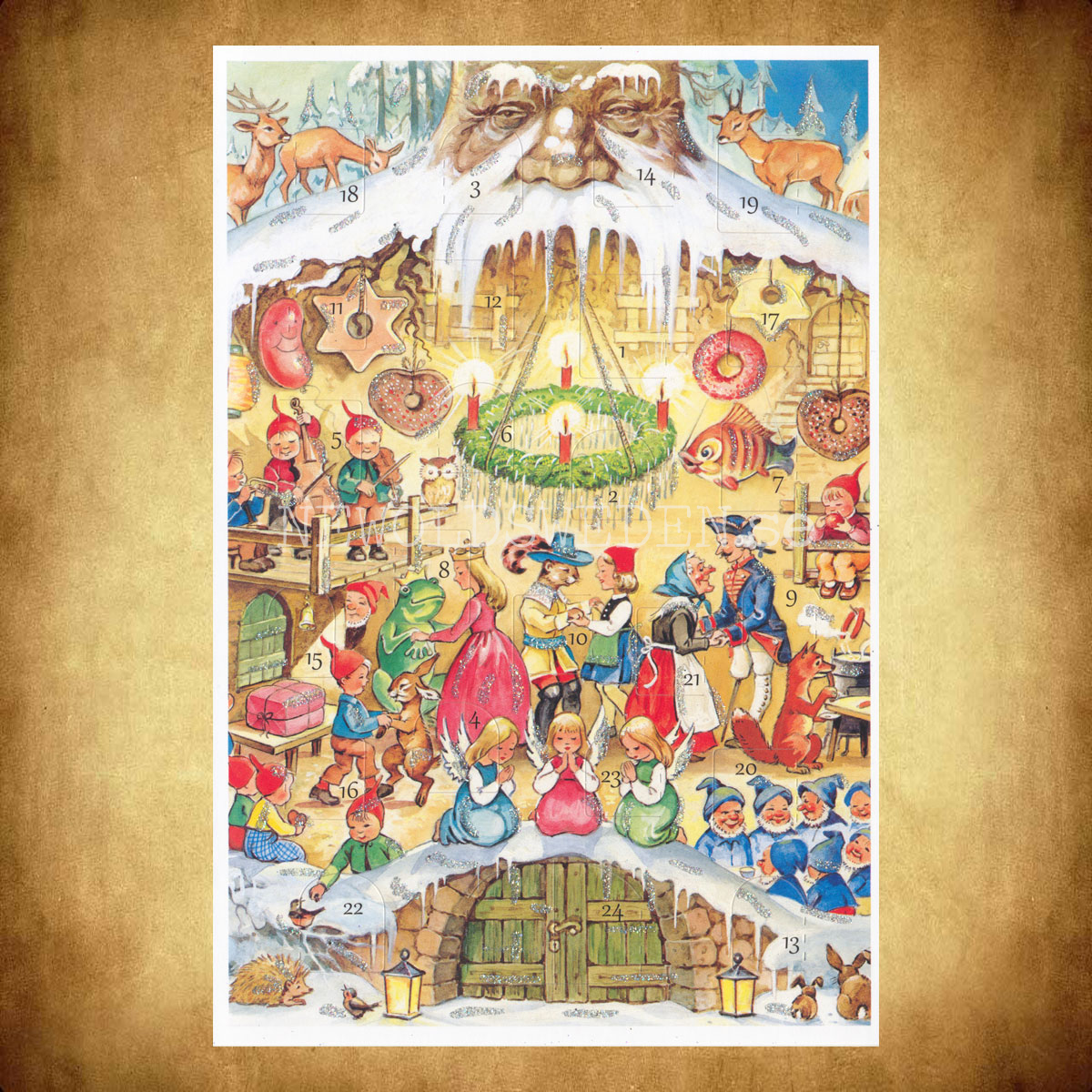 Adventskalenderkort FAIRY TALE 1958 - Dubbel-kort med kuvert - 991 - 3