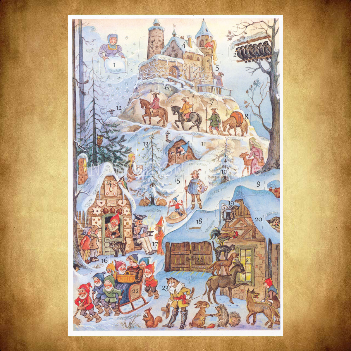 Adventskalenderkort FAIRY TALE 1953 - Dubbel-kort med kuvert - 991 - 3