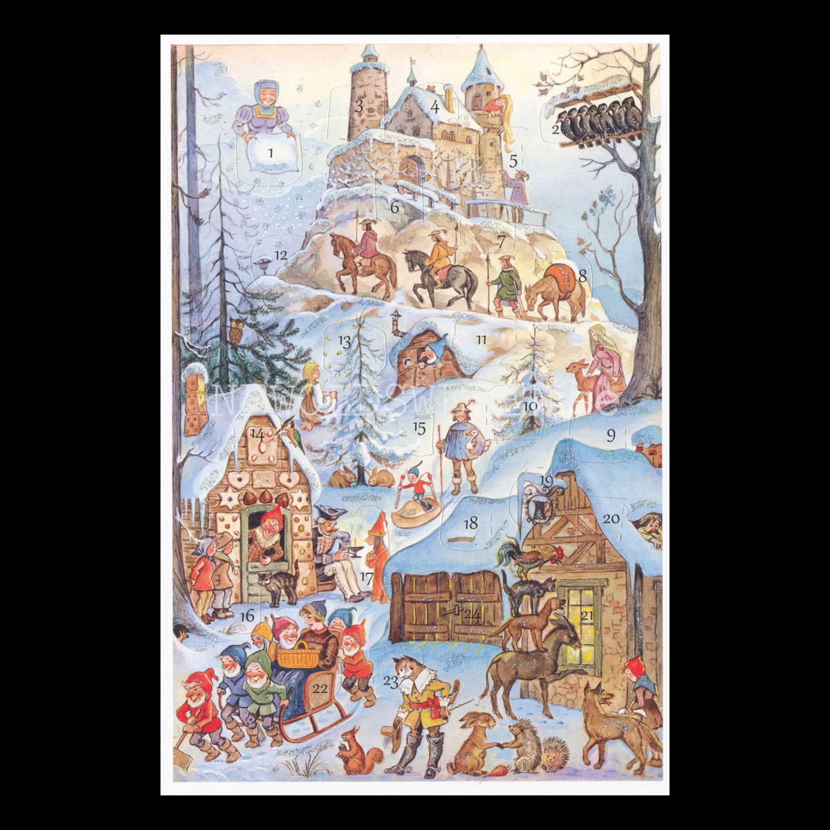 Adventskalenderkort FAIRY TALE 1953 - Dubbel-kort med kuvert - 991