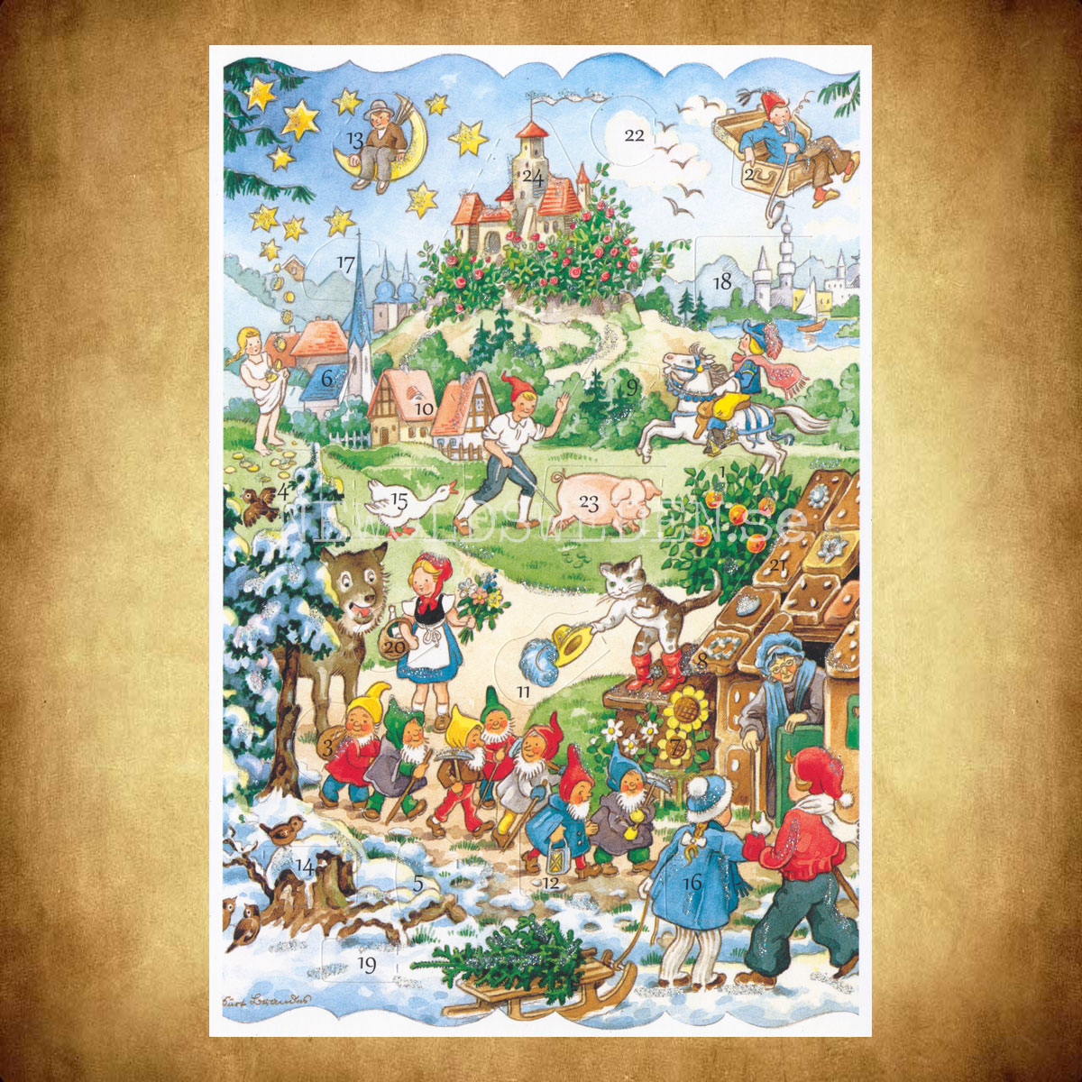Adventskalenderkort FAIRY TALE 1956 - Dubbel-kort med kuvert - 991 - 3