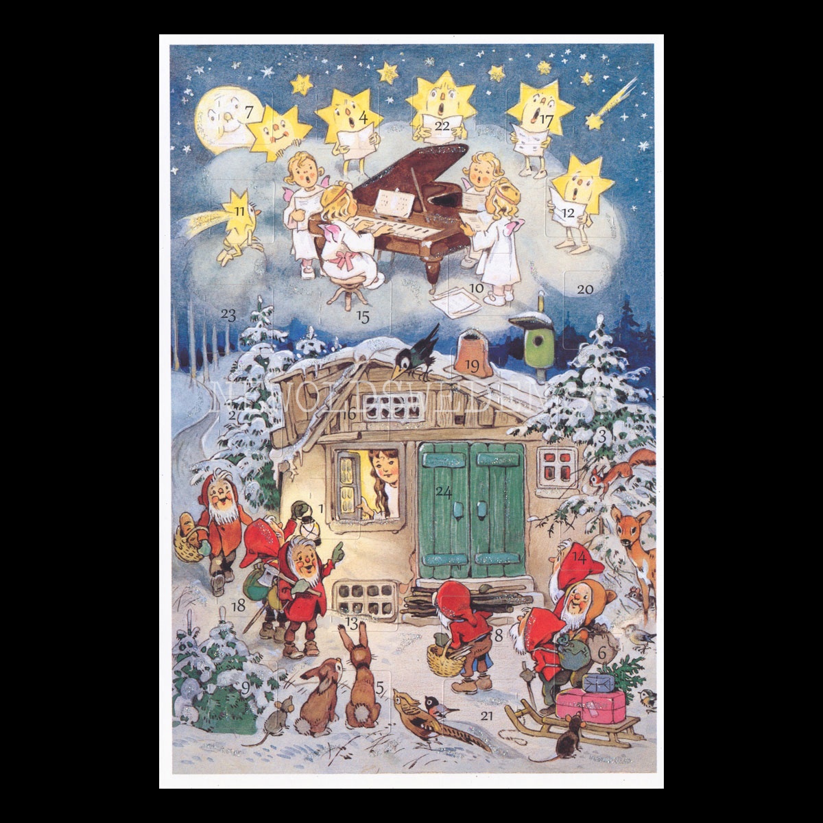 Adventskalenderkort FAIRY TALE 1957 - Dubbel-kort med kuvert - 991