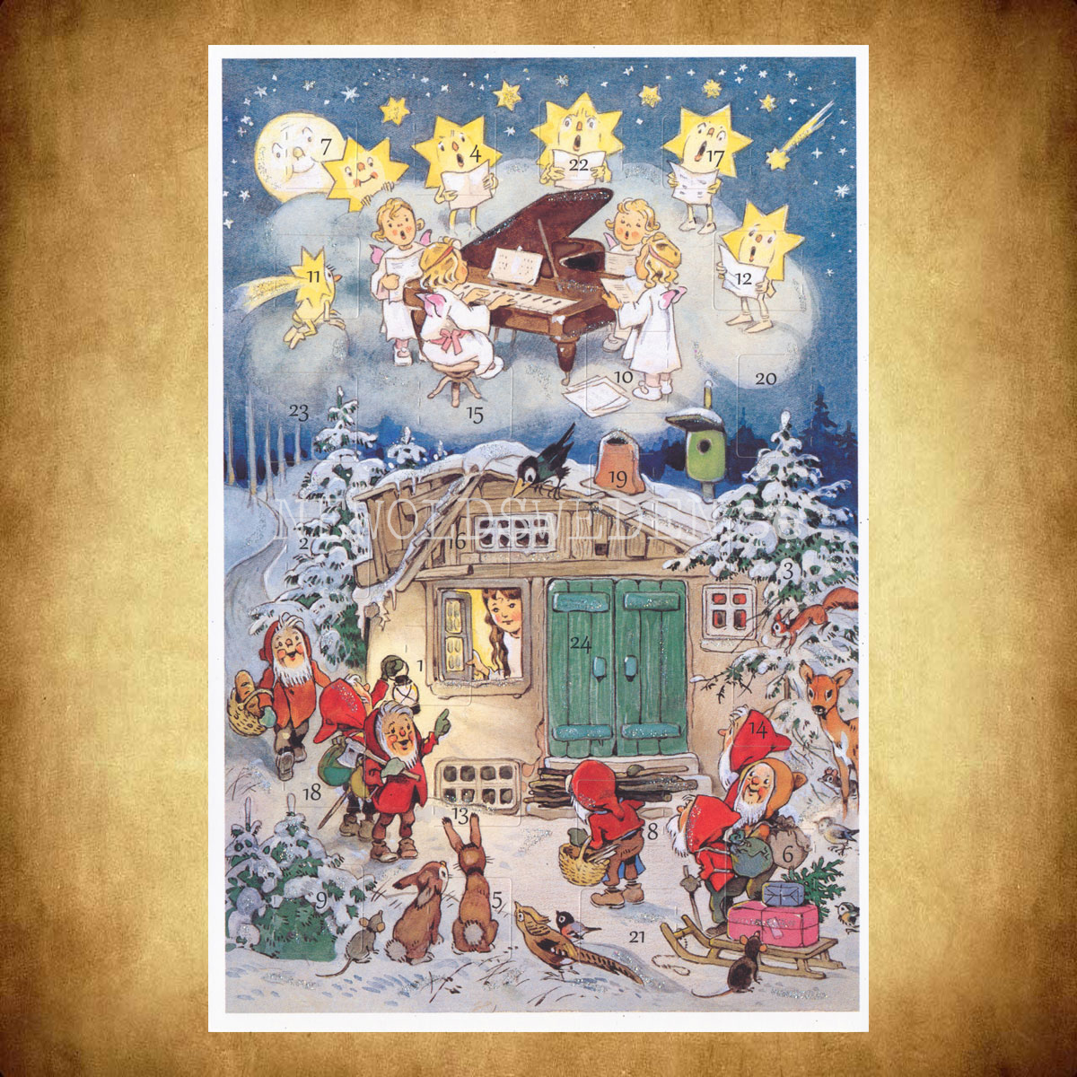 Adventskalenderkort FAIRY TALE 1957 - Dubbel-kort med kuvert - 991 - 3