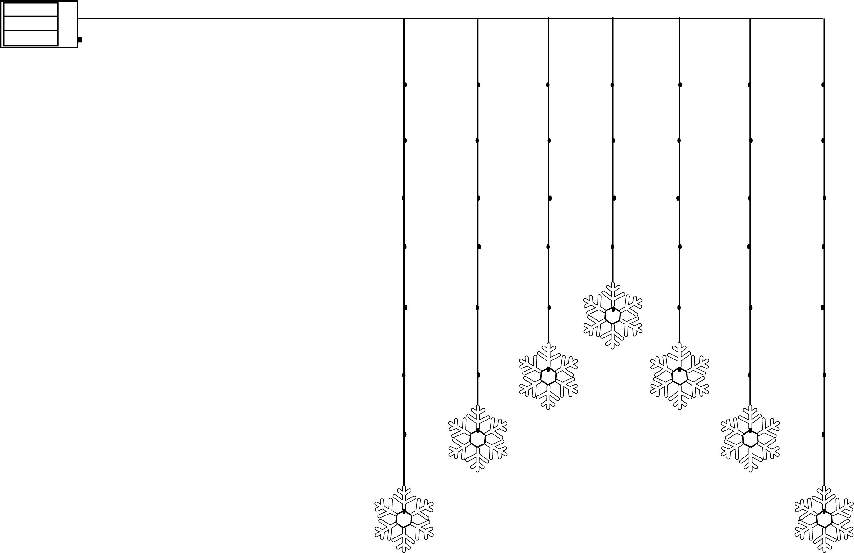 Ljusgardin 7 snöflingor batteridriven 85 cm - 4