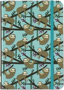 Sloths : Sengångare Skrivbok med linjerade sidor och resårband - A6+