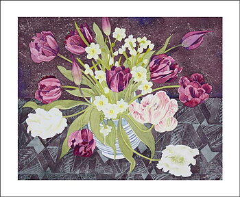Angie Lewin : Sandler Mug with Tulips and Narcissi - Kort med kuvert