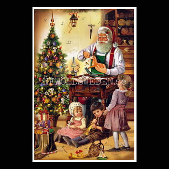 Adventskalenderkort Nostalgi Tomtar - Dubbel-kort med kuvert - 990
