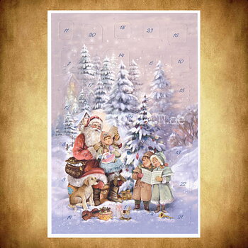 Adventskalenderkort Nostalgi Tomtar - Dubbel-kort med kuvert - 990