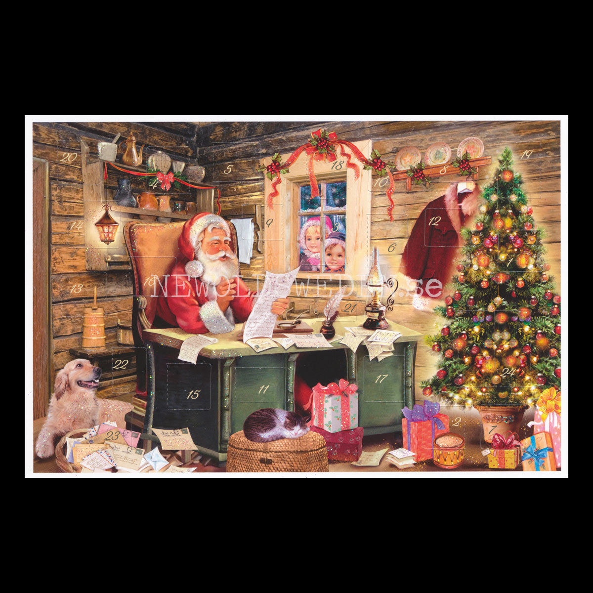 Adventskalenderkort Nostalgi Tomtar - Dubbel-kort med kuvert - 990