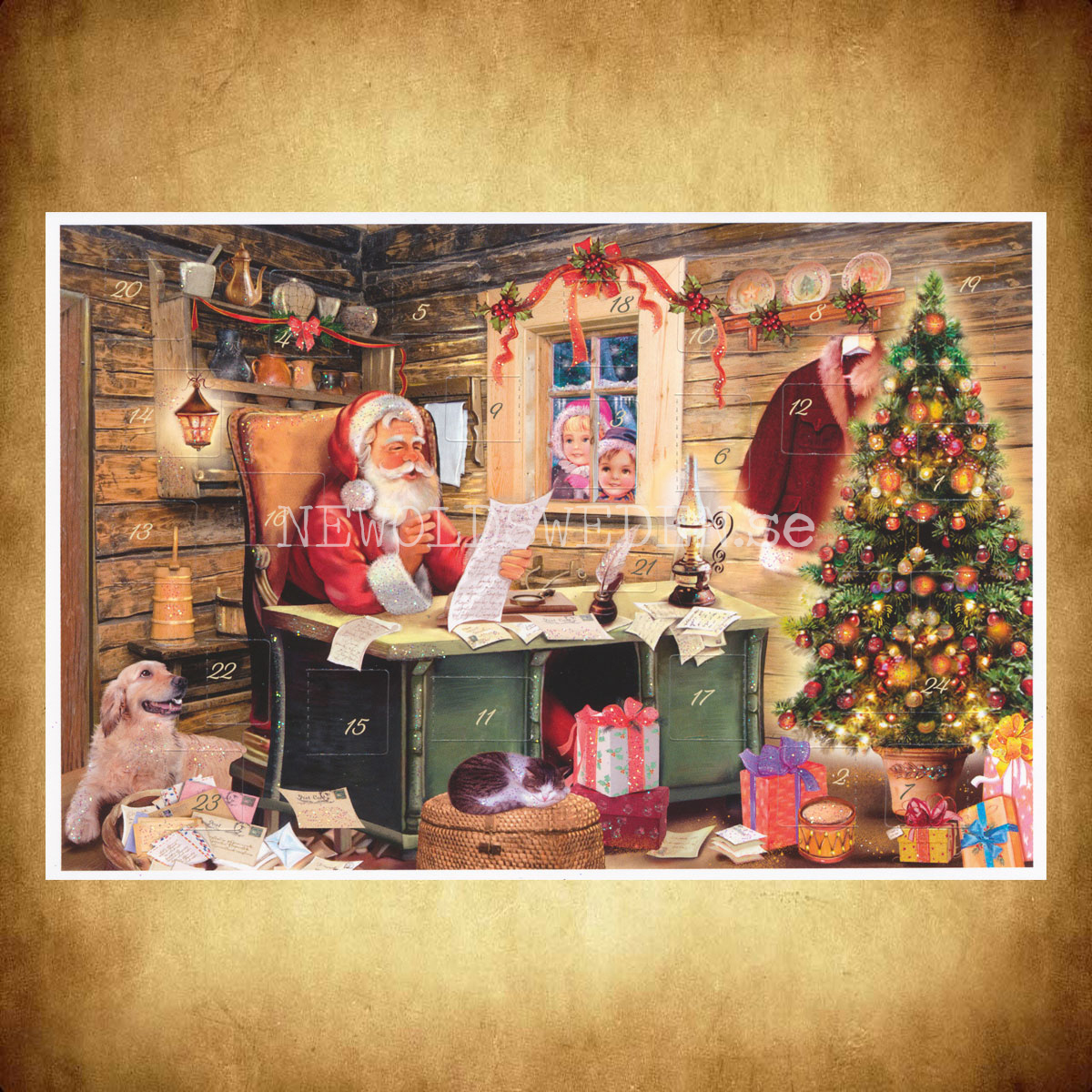 Adventskalenderkort Nostalgi Tomtar - Dubbel-kort med kuvert - 990 - 3