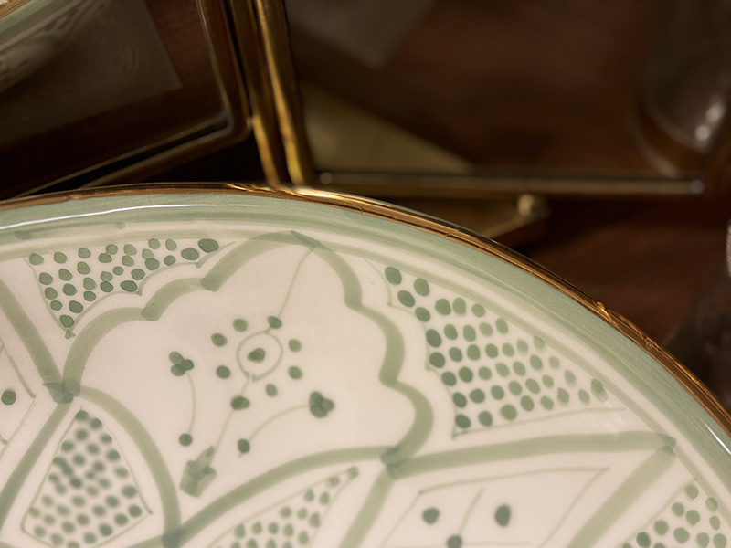 Classic Green Almande gold - mönstrat handfat med guldkant - 2