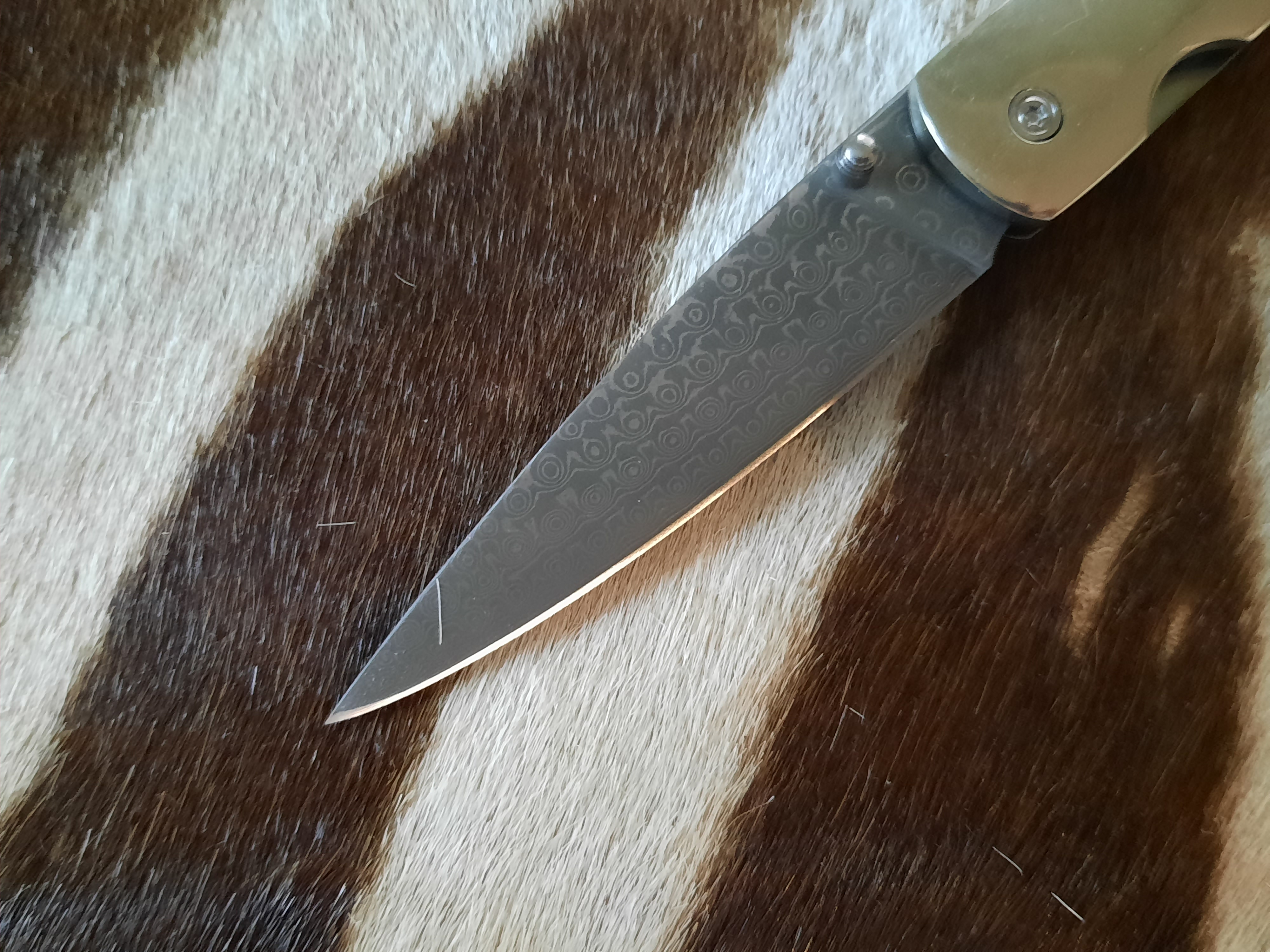 50%  RABATT -   UNIKT MATERIAL 150 MILJONER ÅR -  Damascus Liner lock  SÅLD! - 7