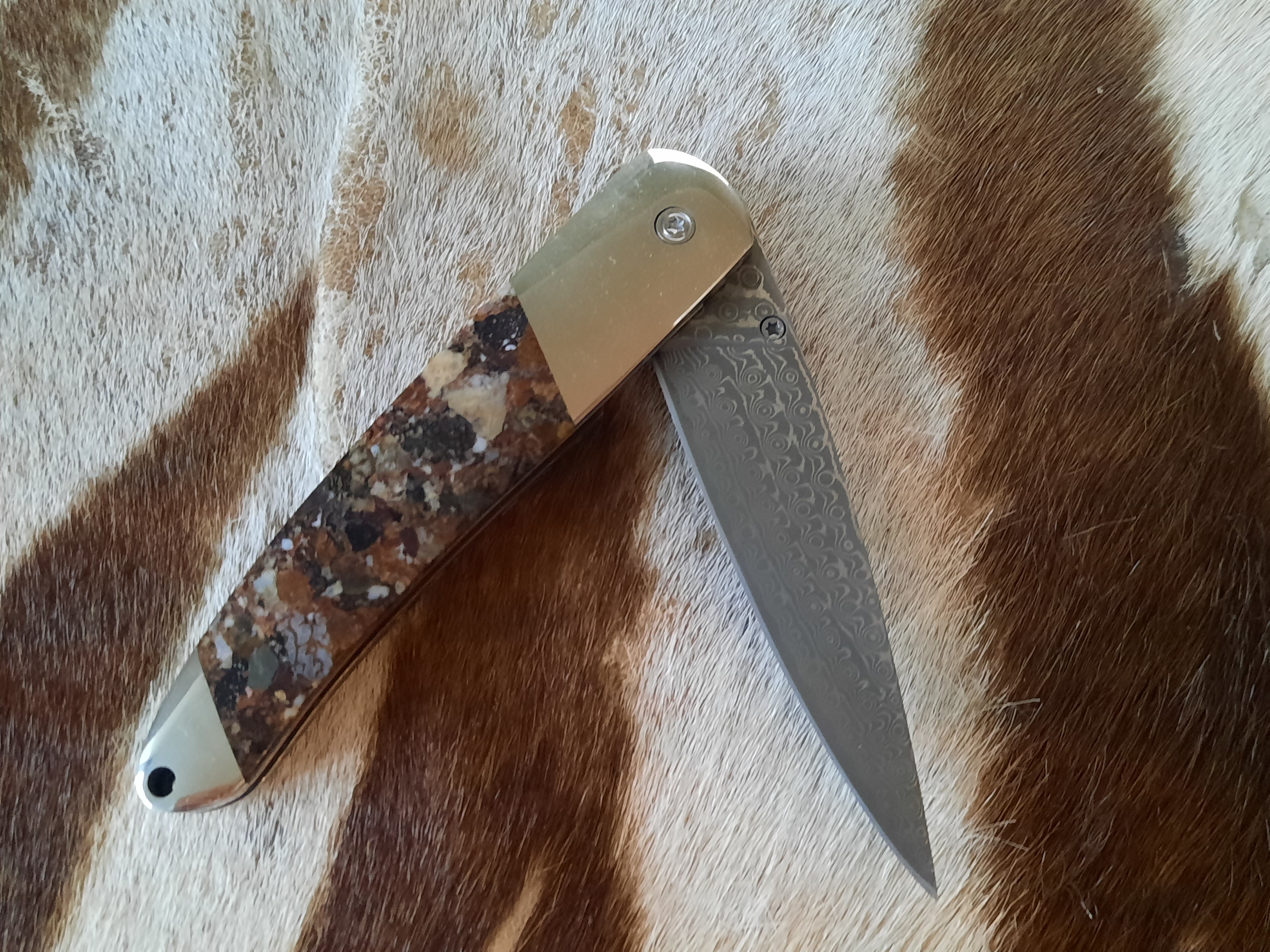 50%  RABATT -   UNIKT MATERIAL 150 MILJONER ÅR -  Damascus Liner lock  SÅLD! - 5