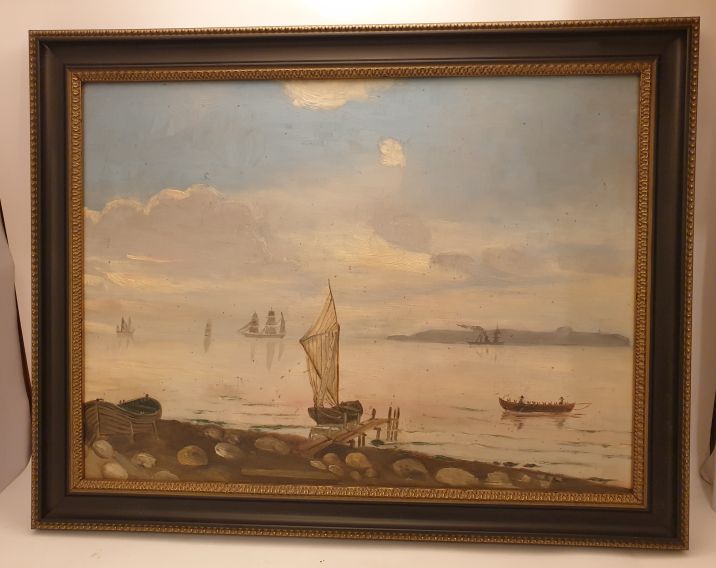 Glass paintings a pair 19th century