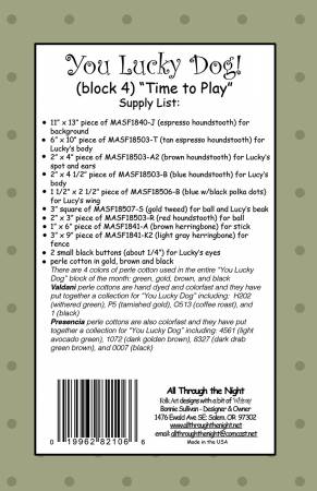 Mönster: You Lucky Dog 4 "Time to Play" Block of the Month - 2