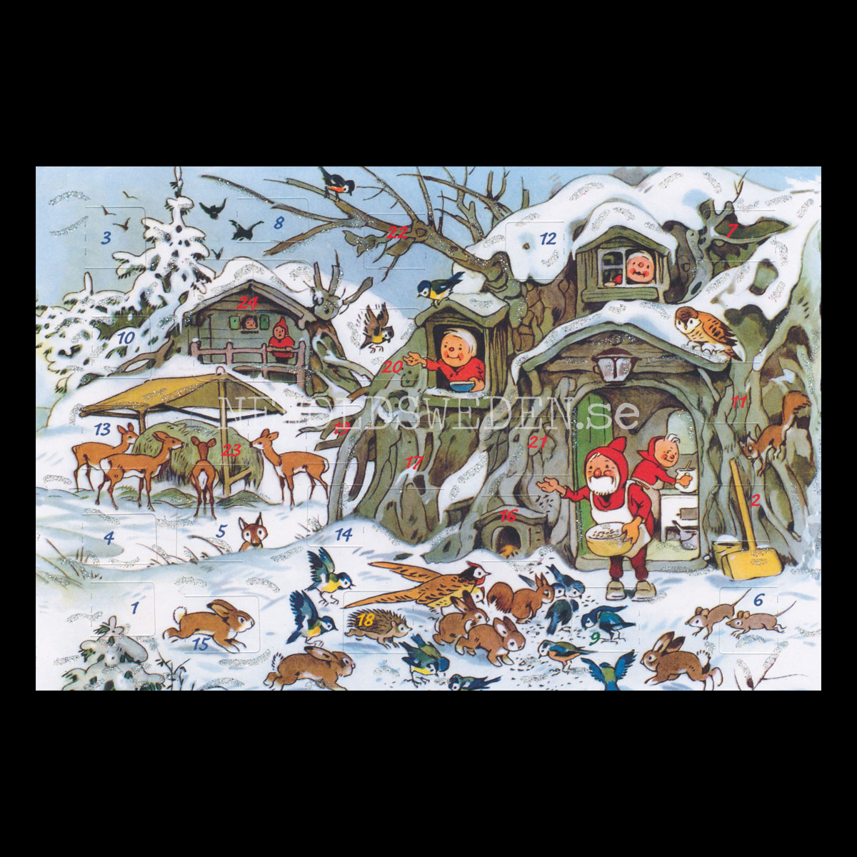 Adventskalenderkort Vintage - Fritz Baumgarten - Dubbel-kort med kuvert - 991