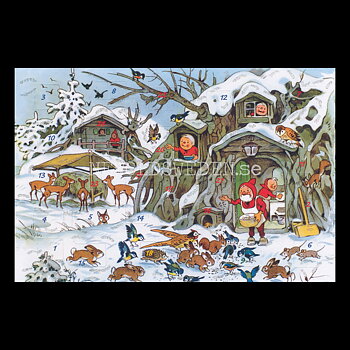 Adventskalenderkort Vintage - Fritz Baumgarten - Dubbel-kort med kuvert - 991