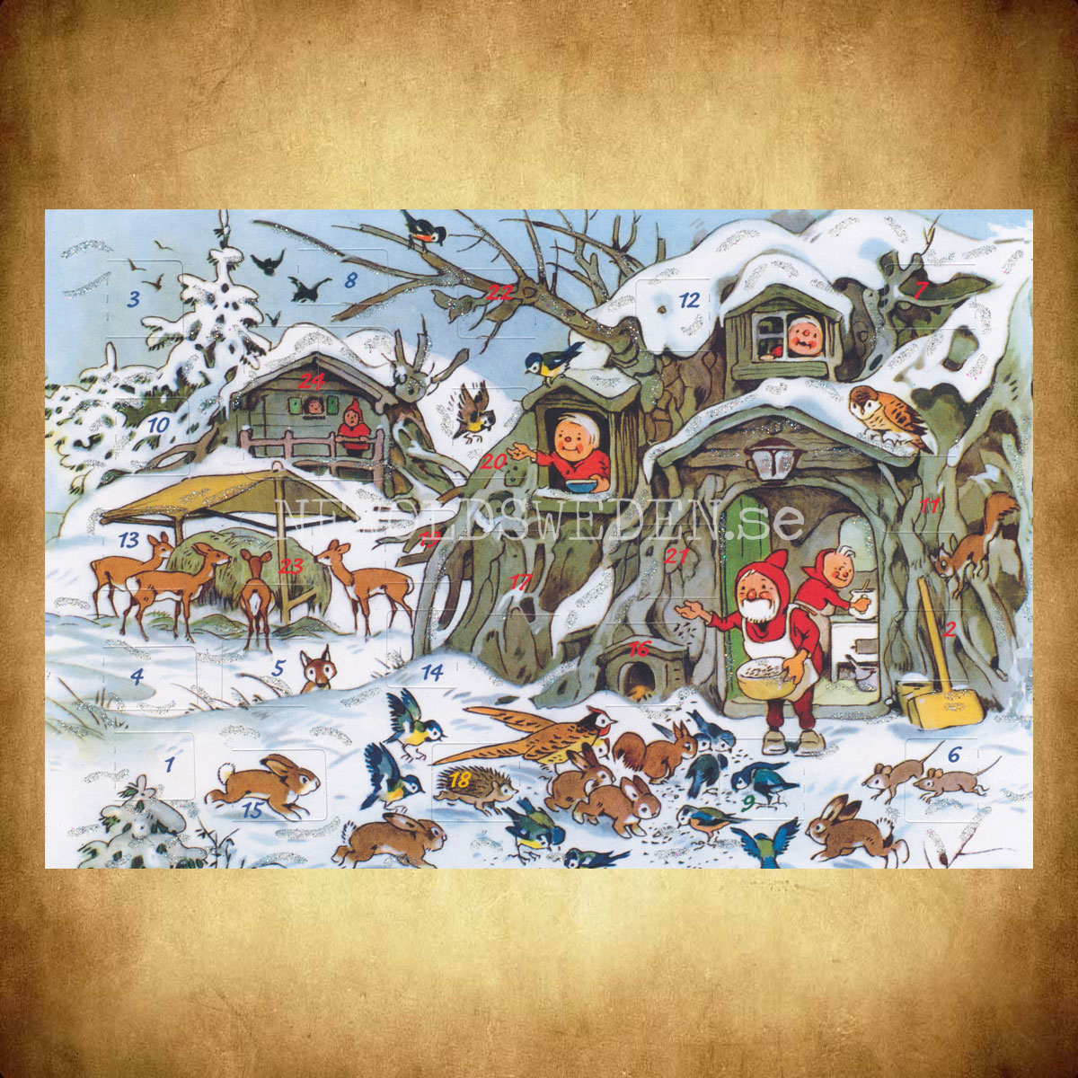 Adventskalenderkort Vintage - Fritz Baumgarten - Dubbel-kort med kuvert - 991 - 3