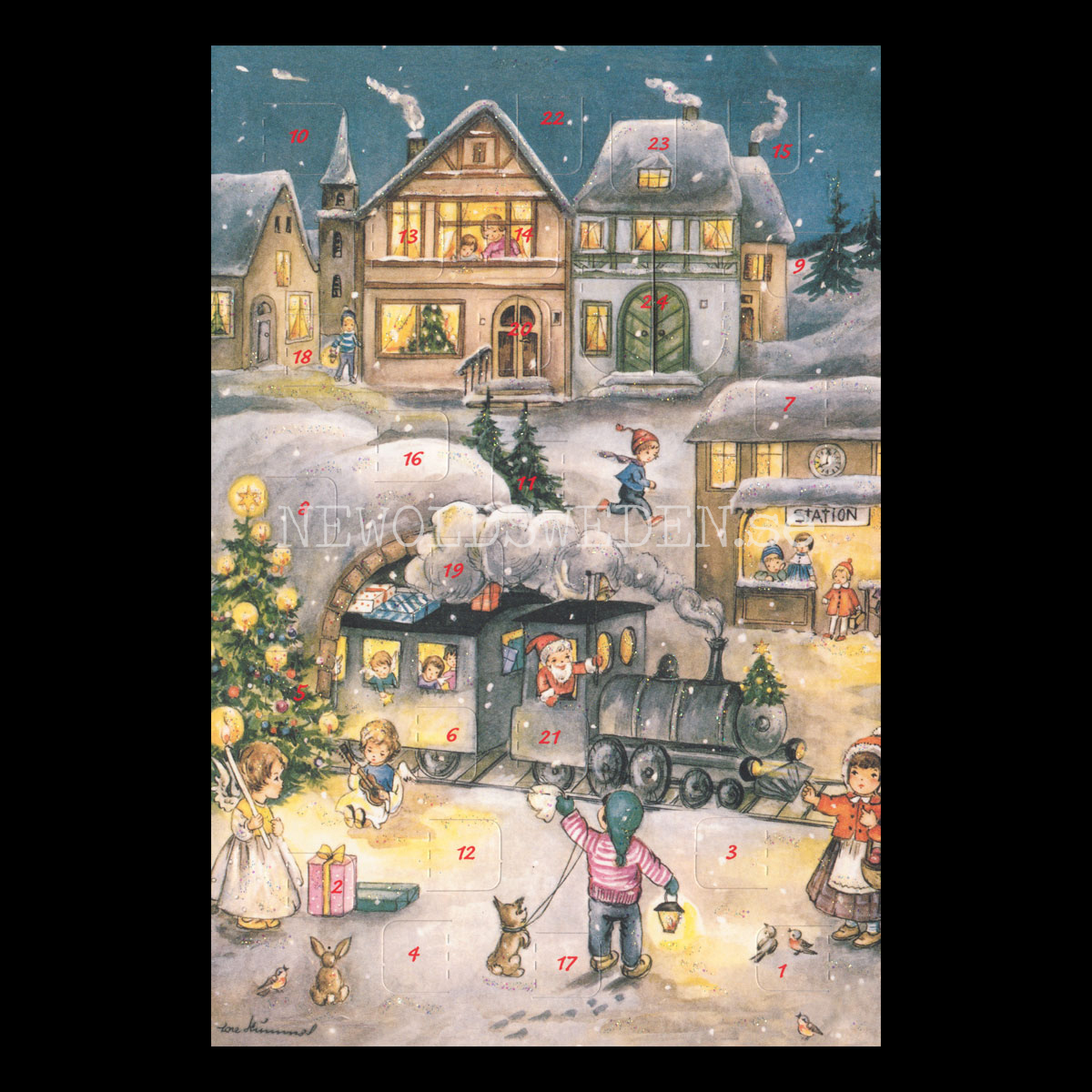 Adventskalenderkort Vintage - Love Hummel - Dubbel-kort med kuvert - 991