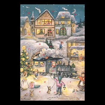 Adventskalenderkort Vintage - Love Hummel - Dubbel-kort med kuvert - 991