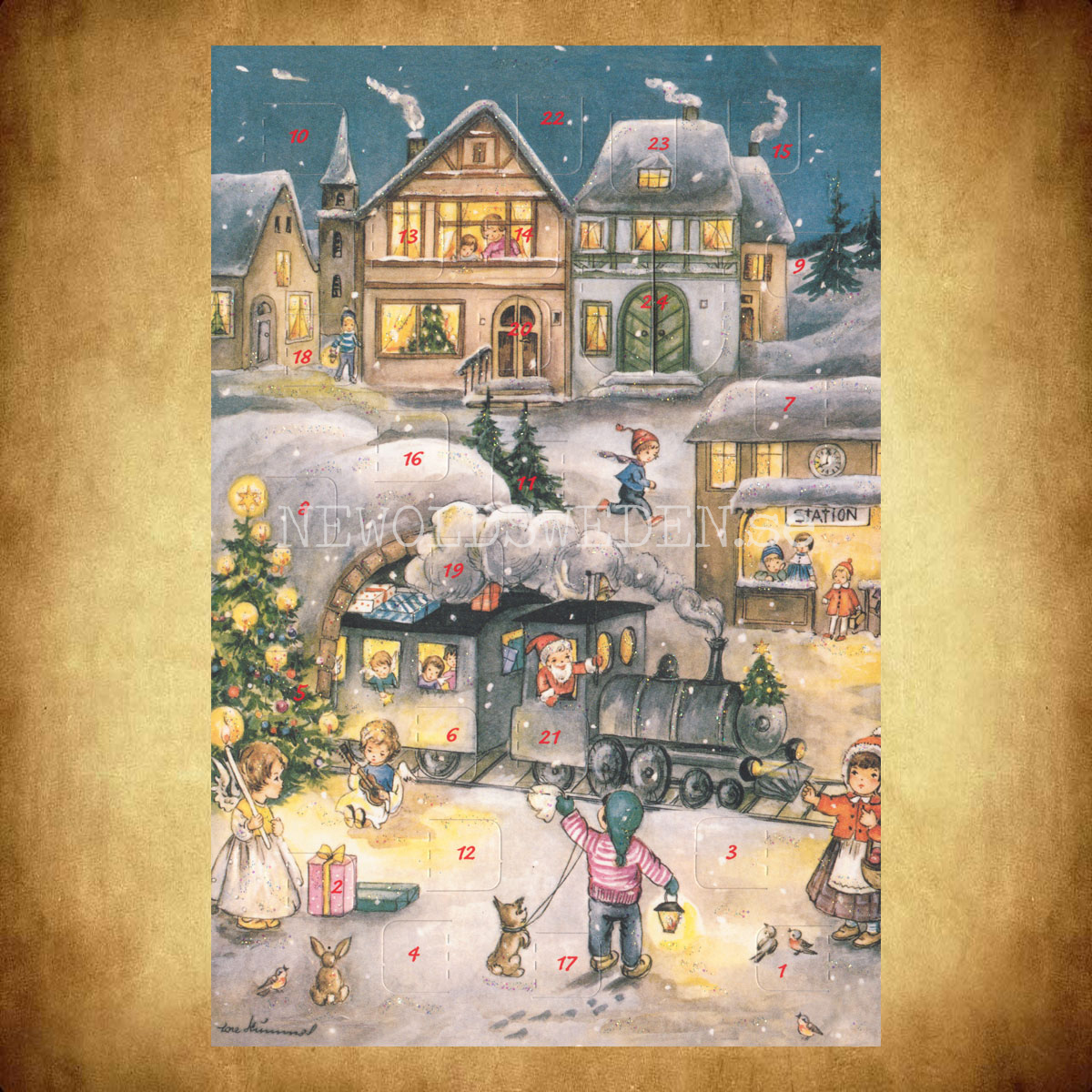 Adventskalenderkort Vintage - Love Hummel - Dubbel-kort med kuvert - 991 - 2