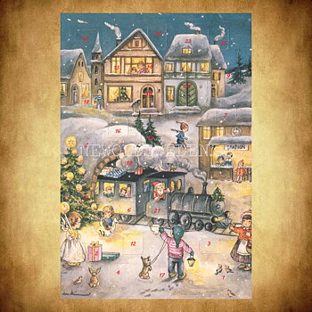 Adventskalenderkort Vintage - Love Hummel - Dubbel-kort med kuvert - 991