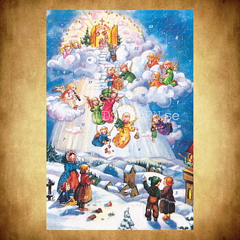Adventskalenderkort Vintage - Dubbel-kort med kuvert - 991