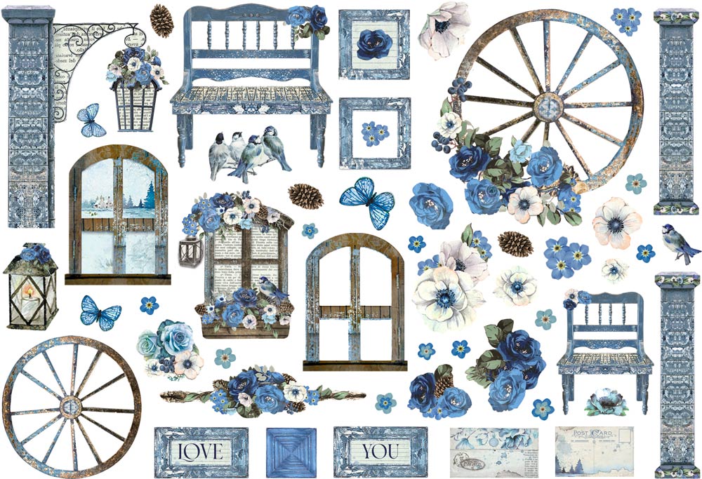 Stamperia - Ephemera - Blue Land
