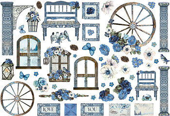 Stamperia - Ephemera - Blue Land