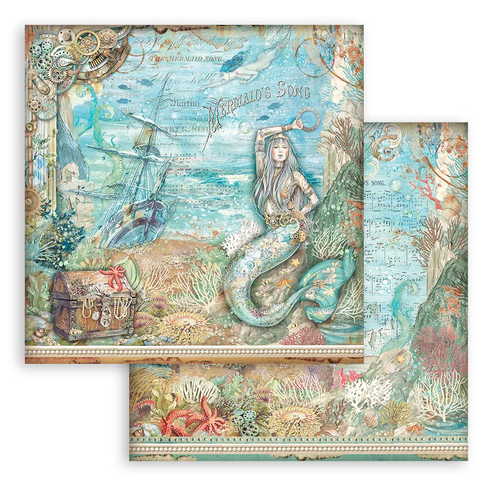 Stamperia - Songs of the Sea - 10 olika dubbelsidiga ark 12x12" - 3