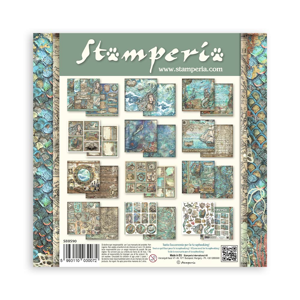 Stamperia - Songs of the Sea - 10 olika dubbelsidiga ark 8x8"