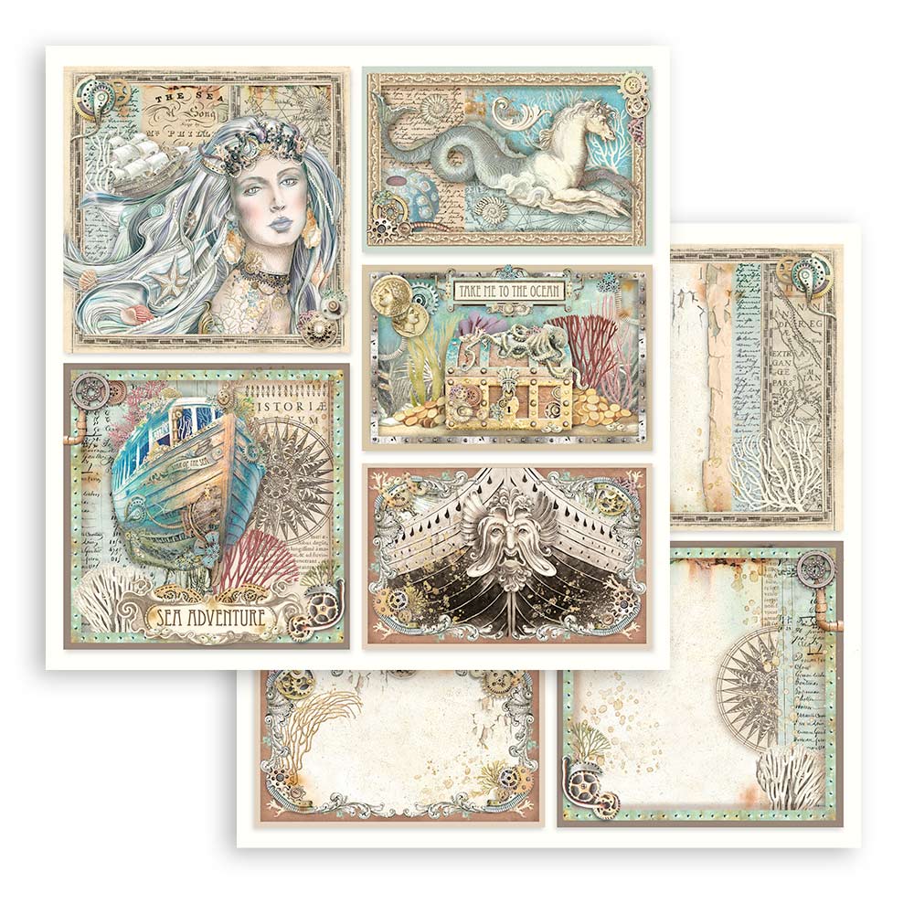 Stamperia - Songs of the Sea - 10 olika dubbelsidiga ark 8x8" - 4