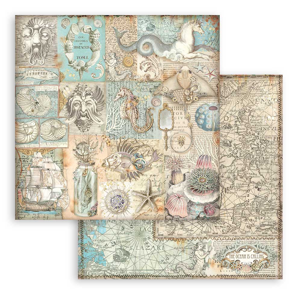 Stamperia - Songs of the Sea - 10 olika dubbelsidiga ark 8x8" - 10