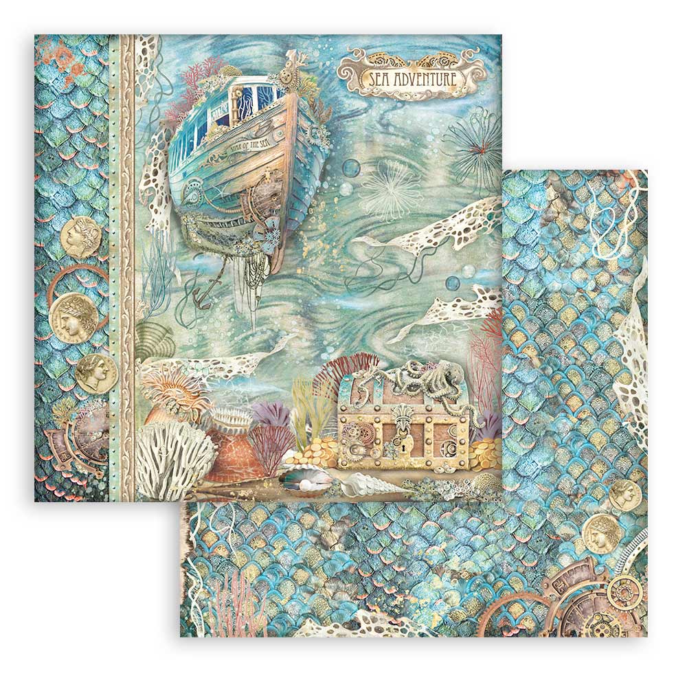 Stamperia - Songs of the Sea - 10 olika dubbelsidiga ark 8x8" - 9
