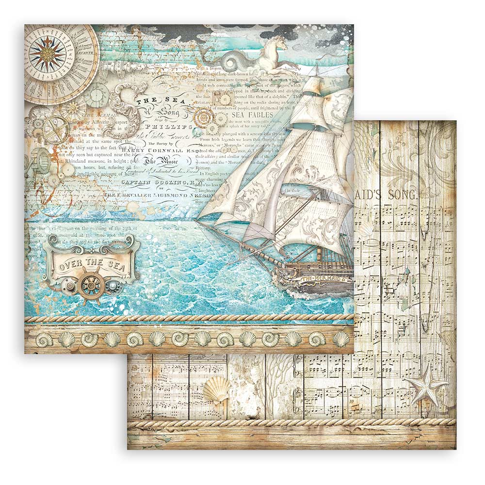 Stamperia - Dubbelsidigt ark - Songs of the Sea sailing ship - 12x12"