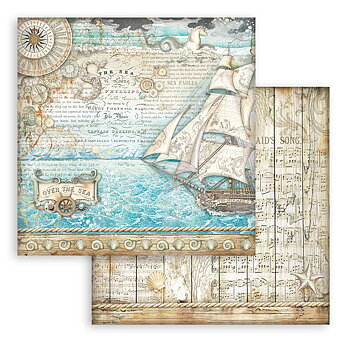 Stamperia - Dubbelsidigt ark - Songs of the Sea sailing ship - 12x12"