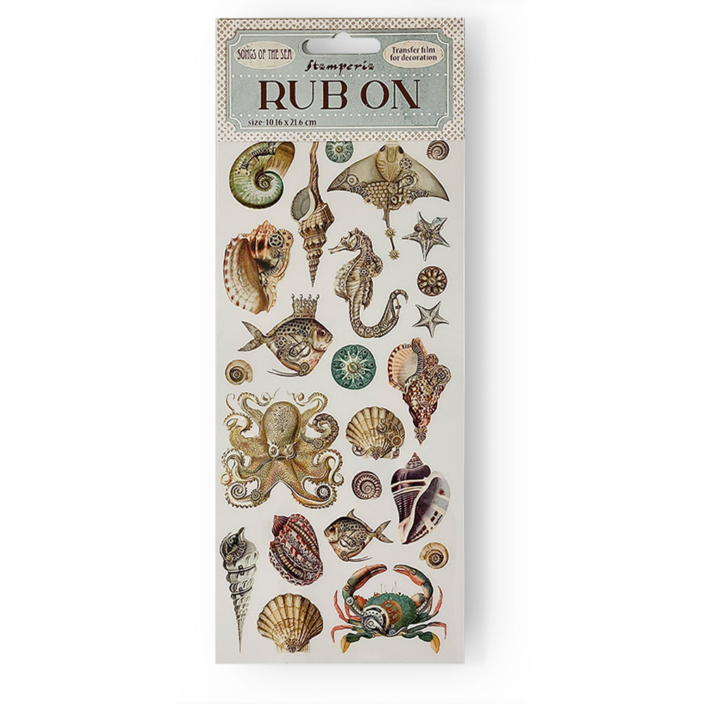 Stamperia - Rub-on cm 10,16x21,6 -  Songs of the Sea shells and fish
