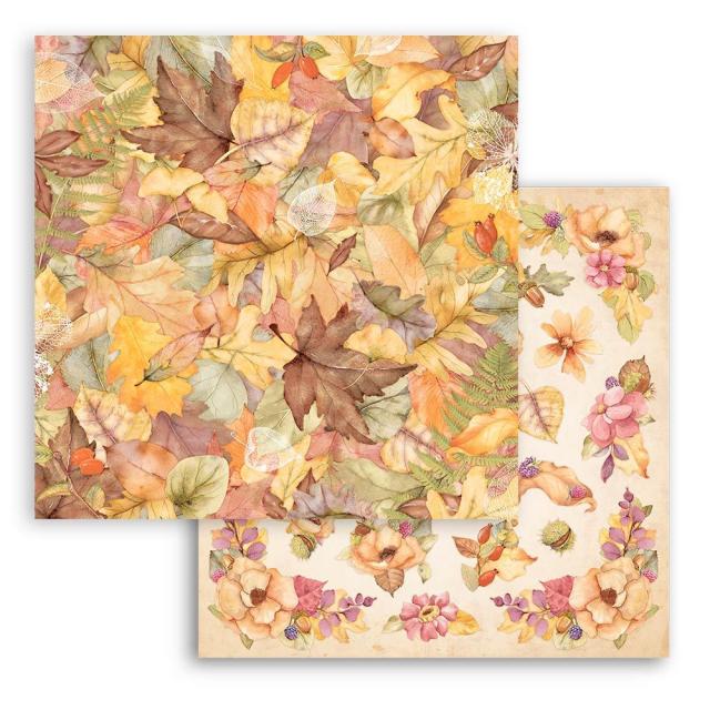 Stamperia - Dubbelsidigt ark - Woodland leaves - 12x12"