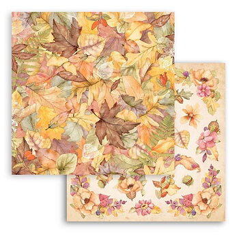 Stamperia - Dubbelsidigt ark - Woodland leaves - 12x12"
