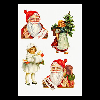 Old-Time CHRISTMAS Vintage Stickers 17 pieces - 955