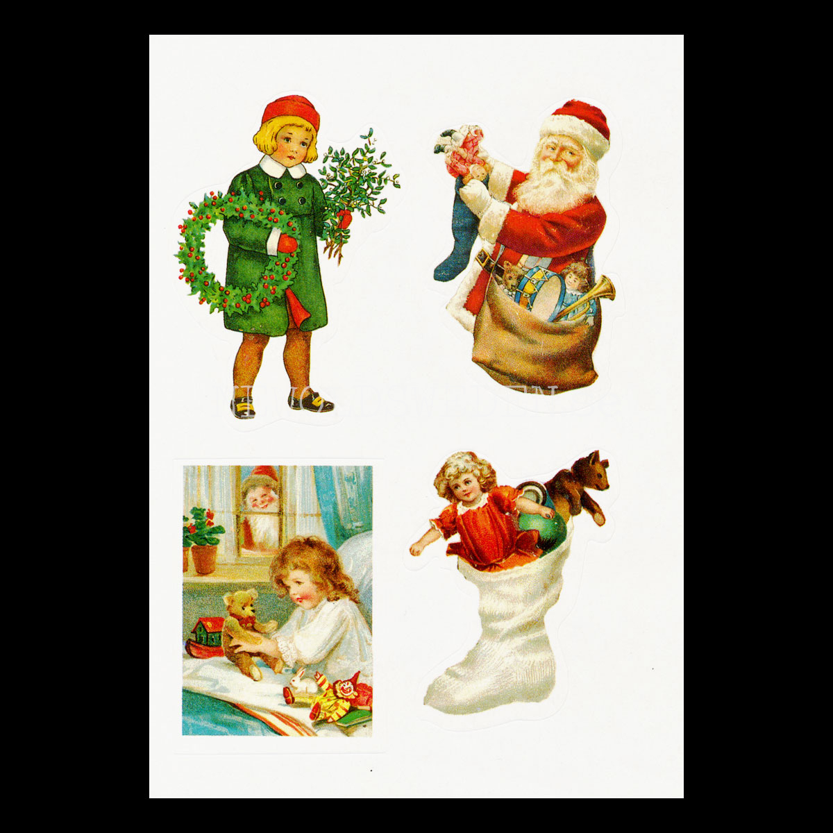 Old-Time CHRISTMAS Vintage Stickers 17 pieces - 955 - 5