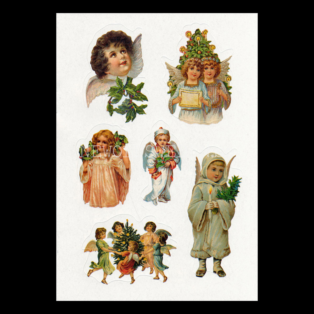Old-Time CHRISTMAS ANGELS Vintage Stickers 21 pieces - 955 - 2