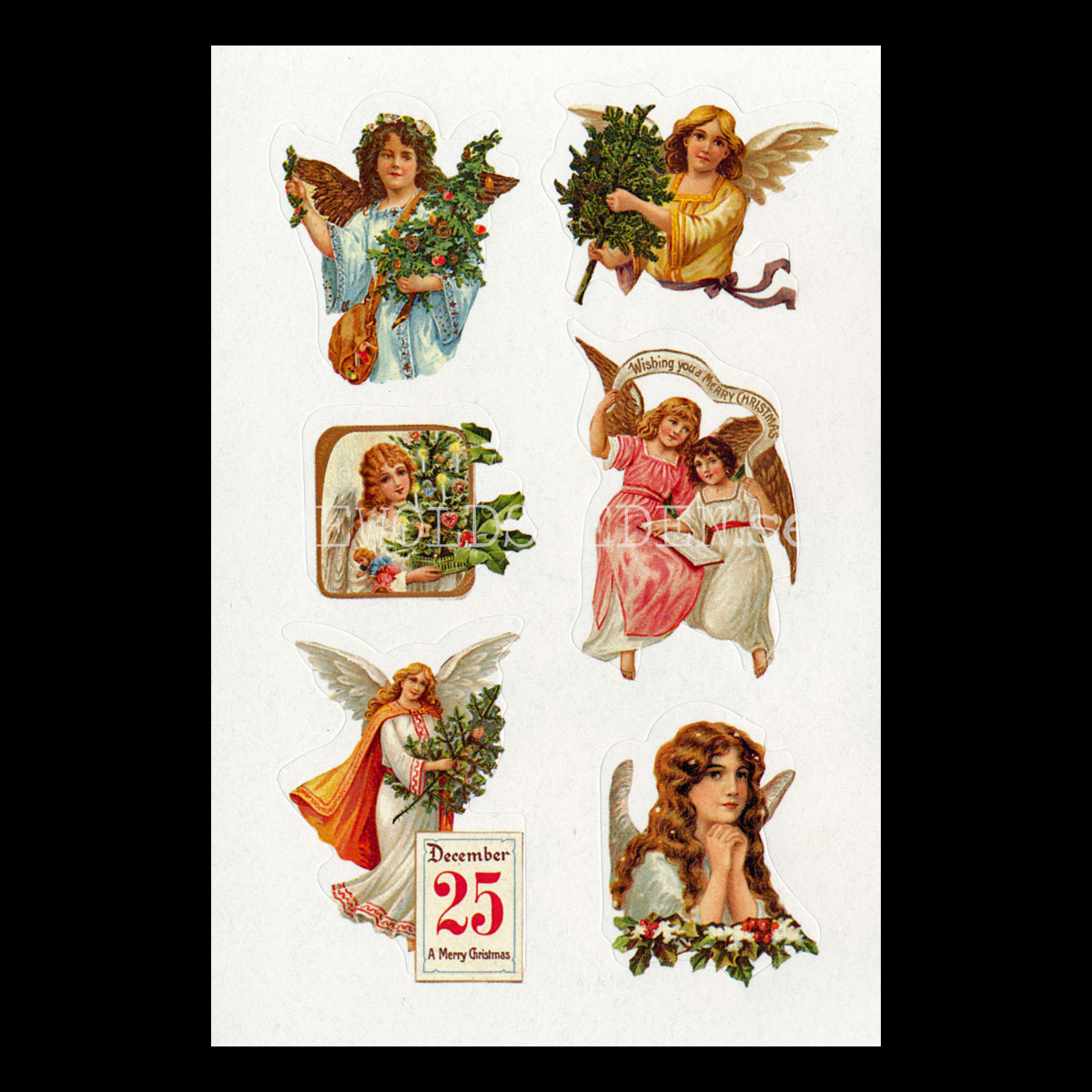 Old-Time CHRISTMAS ANGELS Vintage Stickers 21 pieces - 955 - 3