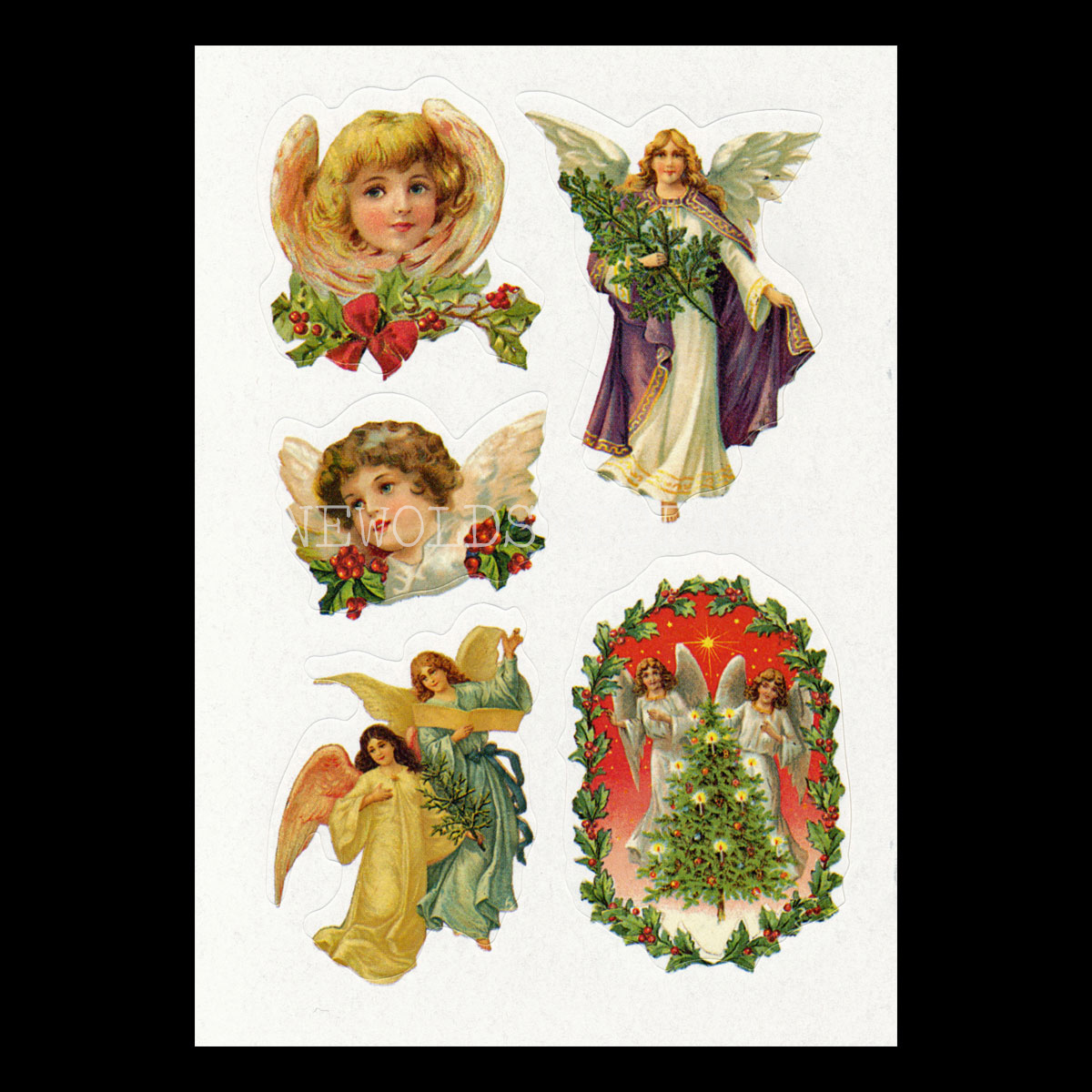 Old-Time CHRISTMAS ANGELS Vintage Stickers 21 pieces - 955 - 5