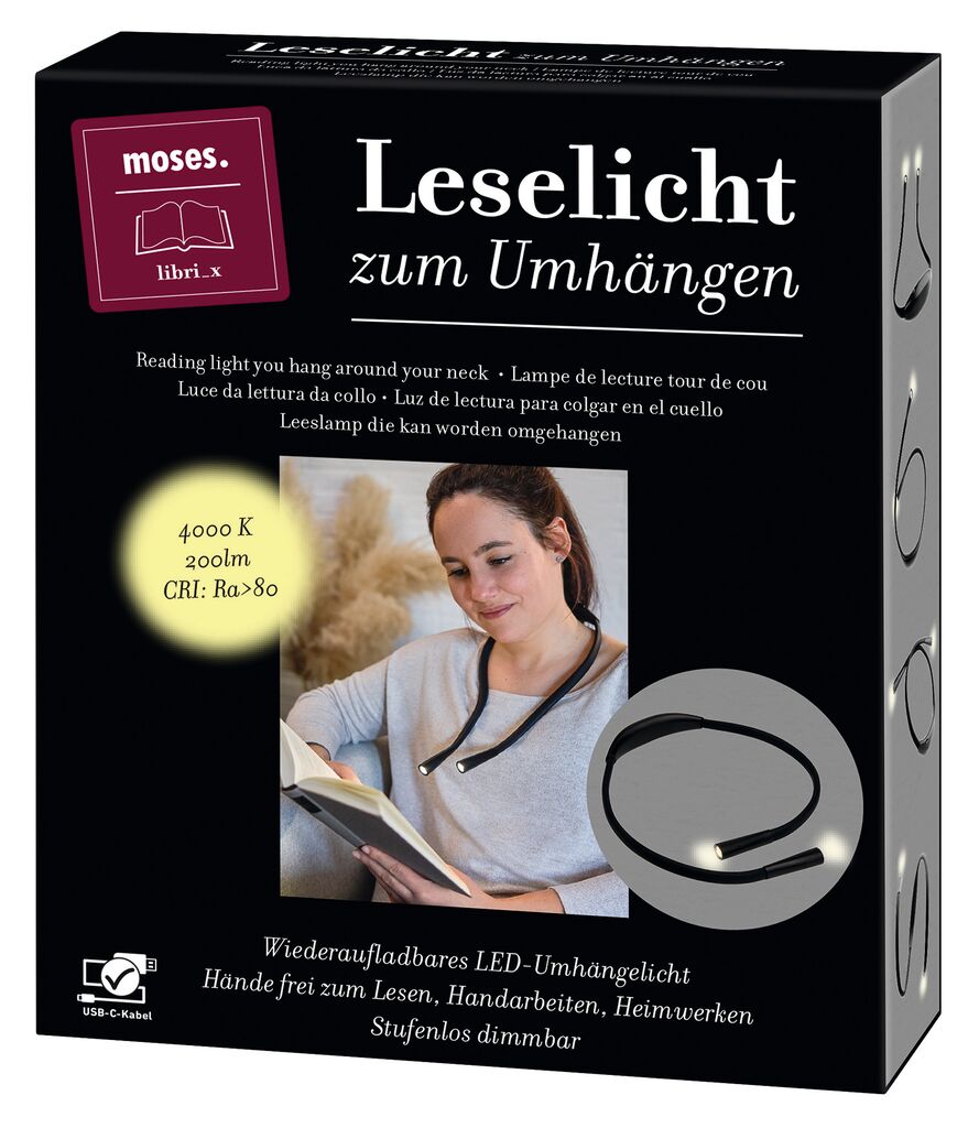 Libri_x : Hands-free Uppladdningsbar LED-läslampa Svart - Supersmart när du vill ha båda händerna fria! - 4