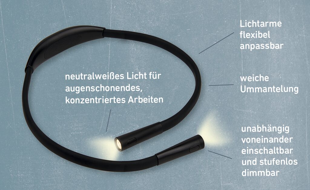 Libri_x : Hands-free Uppladdningsbar LED-läslampa Svart - Supersmart när du vill ha båda händerna fria! - 3