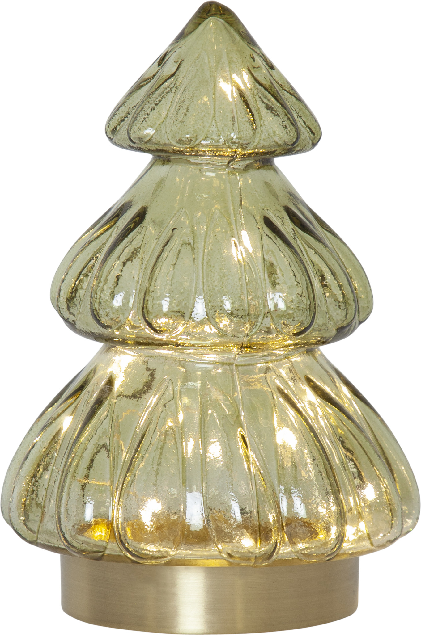 Gran i grönt glas med belysning 18 cm - batteri - 4