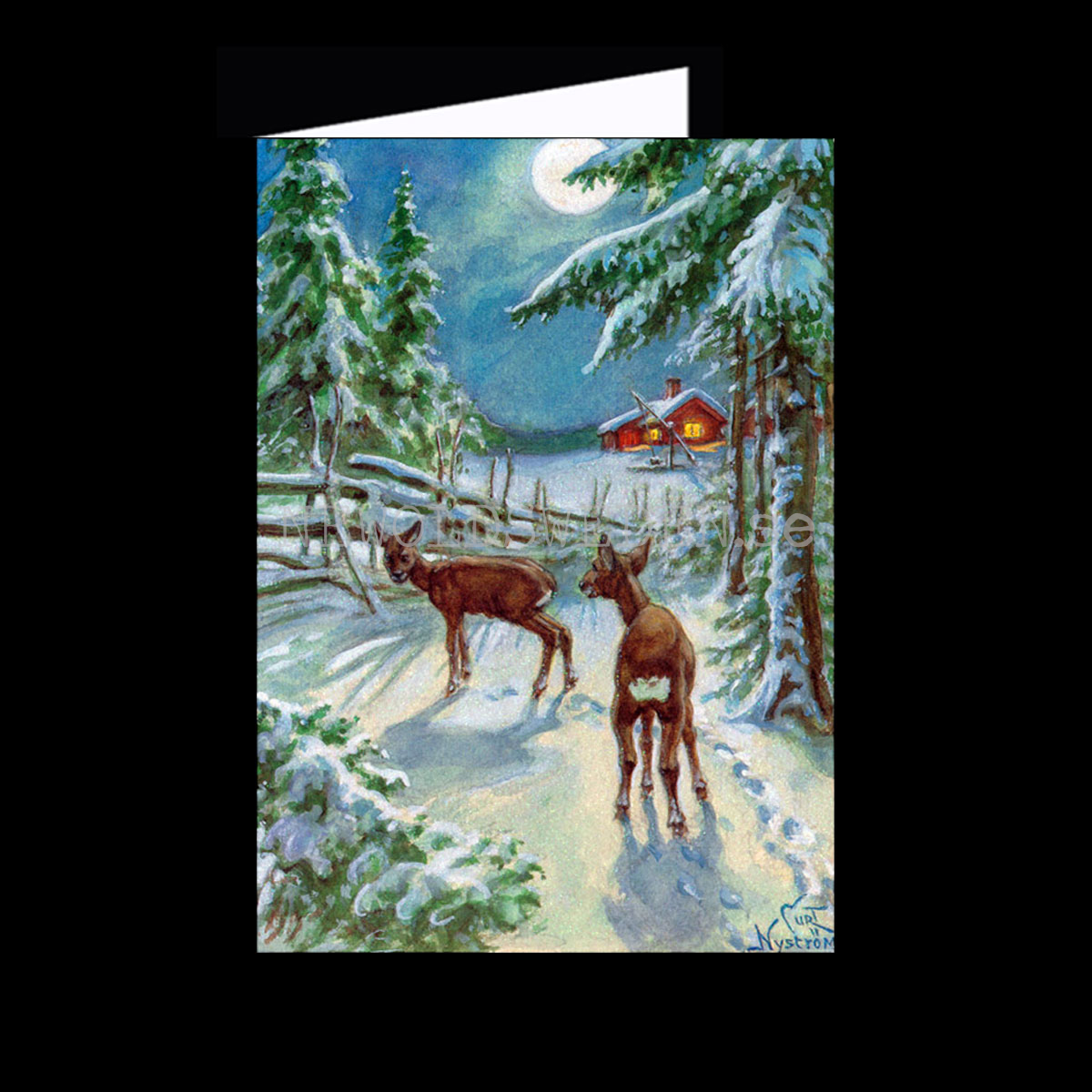 Julkort 4-pack 2 motiv Glitter Dubbelkort inkl. kuvert - Curt Nyström - © Eliasson - LO - 3